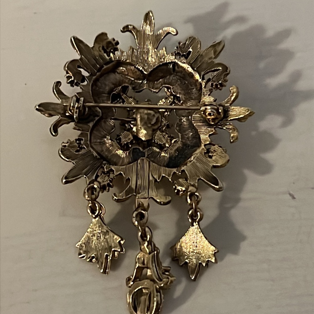 Vintage Art Deco French Fluer De Lis Gold Plated and Pearl Brooch - Picture 7 of 9